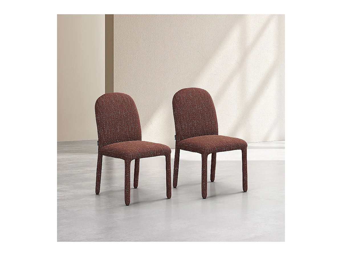 Habitat - Lot de 2 chaises en tissu texturé - Bordeaux chiné - Napili