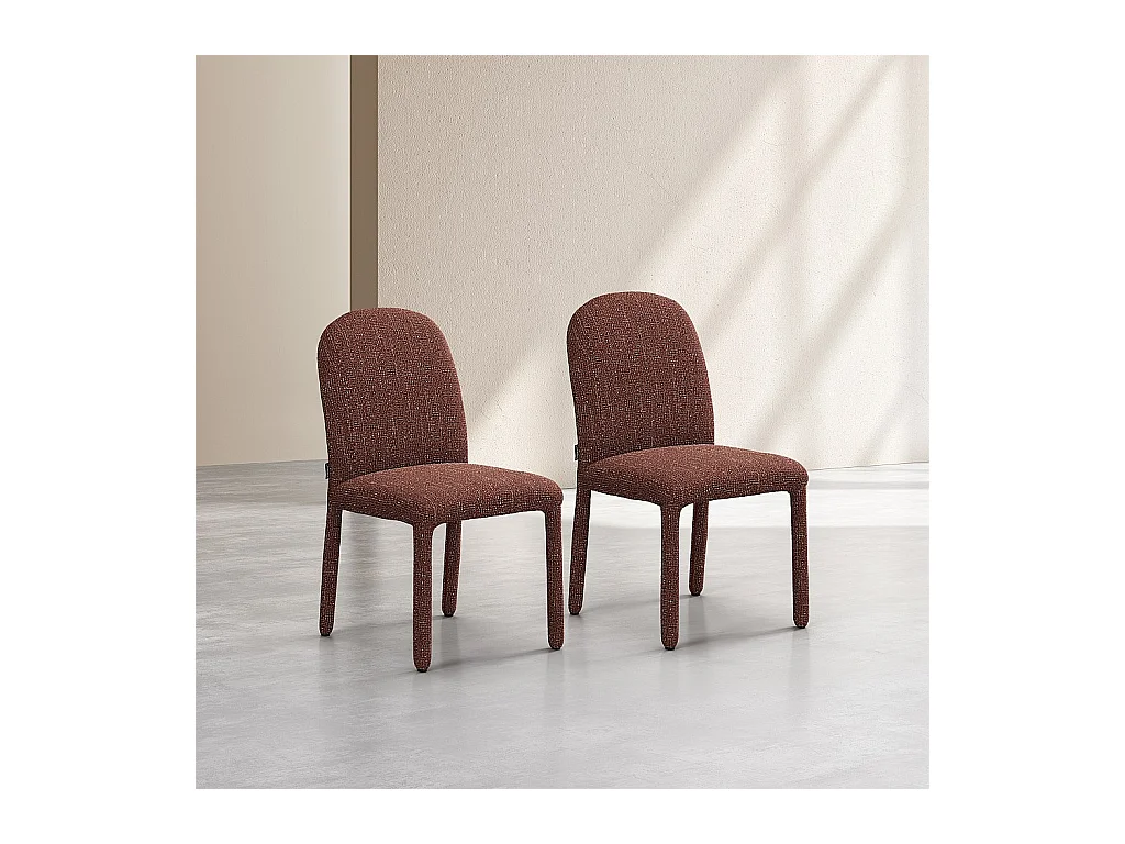 Habitat - Lot de 2 chaises en tissu texturé - Bordeaux chiné - Napili
