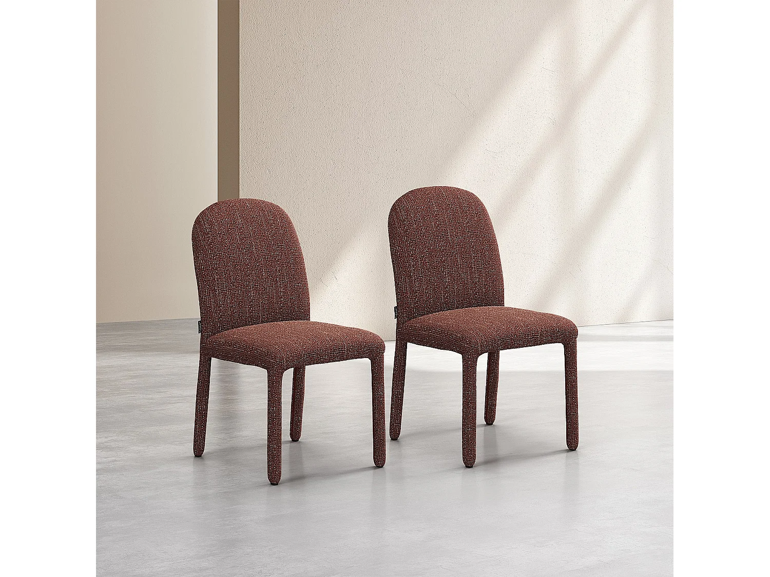 Habitat - Lot de 2 chaises en tissu texturé - Bordeaux chiné - Napili