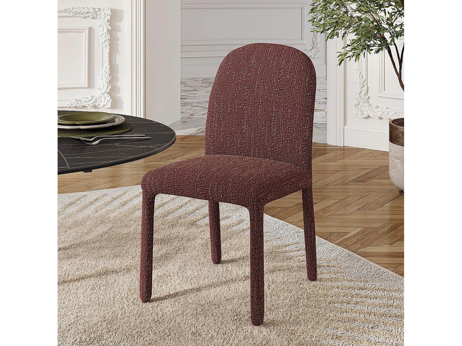 Habitat - Lot de 2 chaises en tissu texturé - Bordeaux chiné - Napili