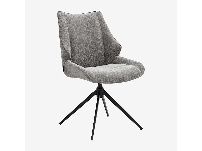 Habitat - Lot de 2 chaises pivotantes en tissu chenille et métal noir - Gris fumé - Osta