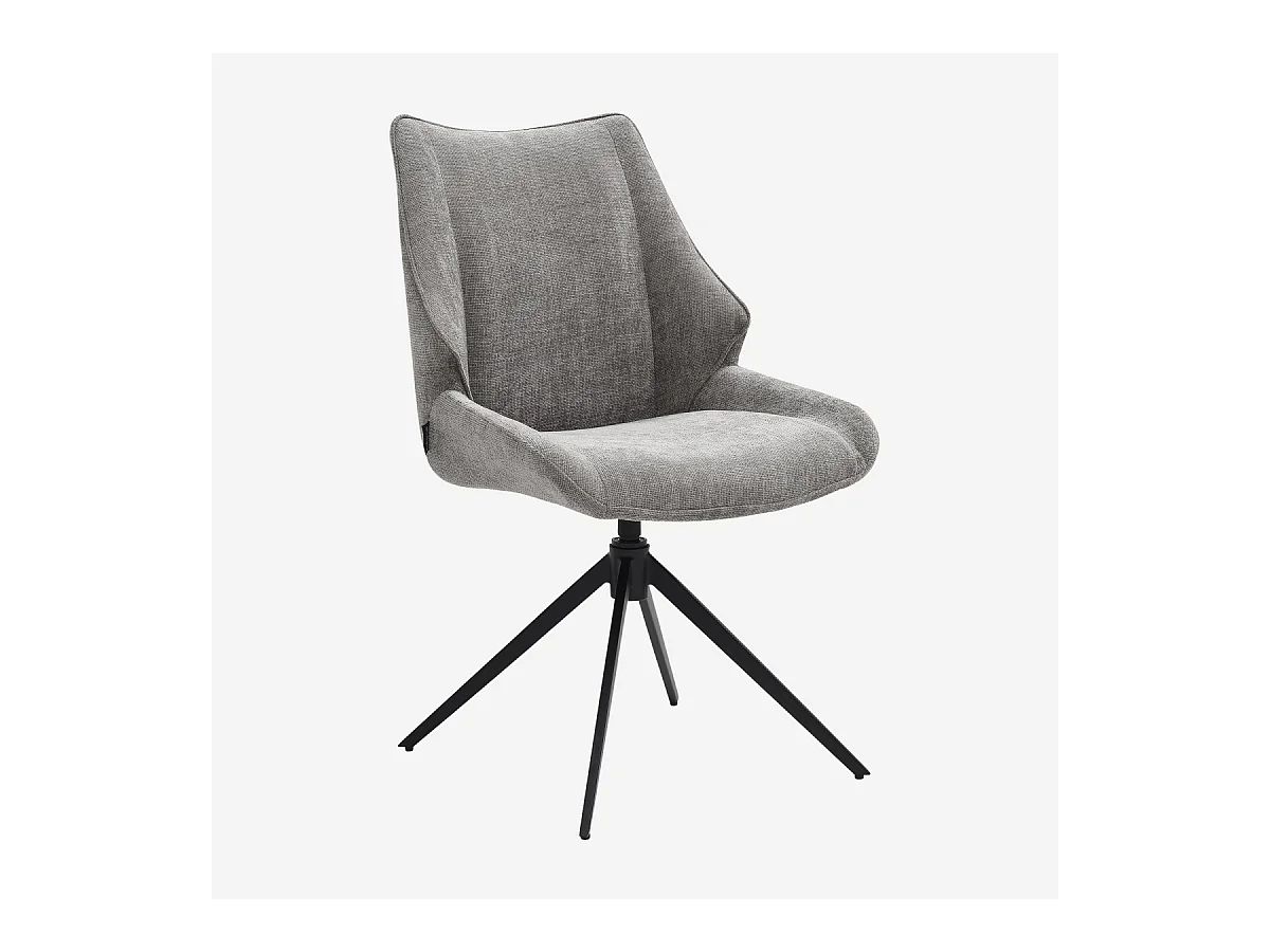 Habitat - Lot de 2 chaises pivotantes en tissu chenille et métal noir - Gris fumé - Osta