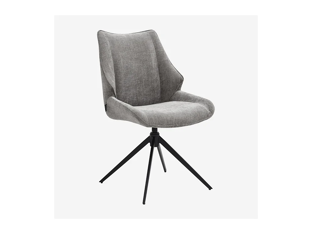 Habitat - Lot de 2 chaises pivotantes en tissu chenille et métal noir - Gris fumé - Osta