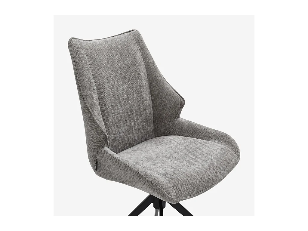 Habitat - Lot de 2 chaises pivotantes en tissu chenille et métal noir - Gris fumé - Osta