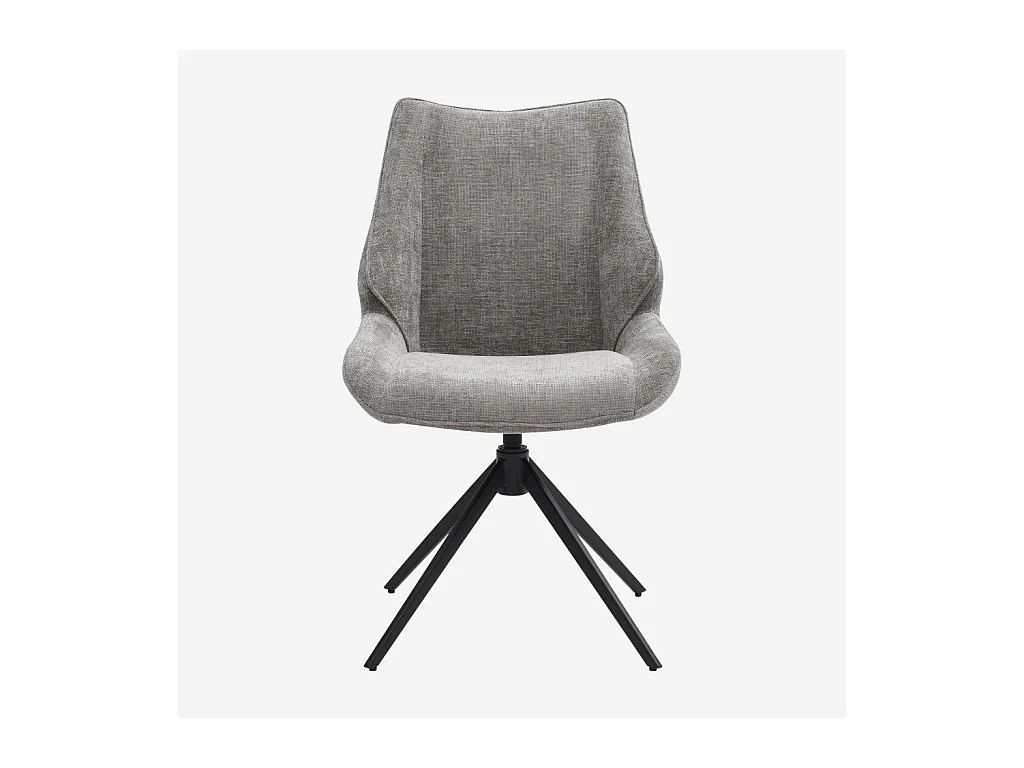 Habitat - Lot de 2 chaises pivotantes en tissu chenille et métal noir - Gris fumé - Osta