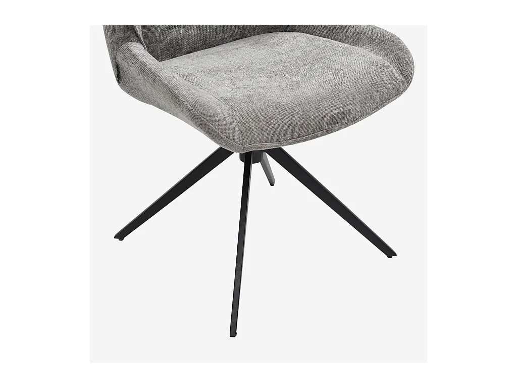 Habitat - Lot de 2 chaises pivotantes en tissu chenille et métal noir - Gris fumé - Osta