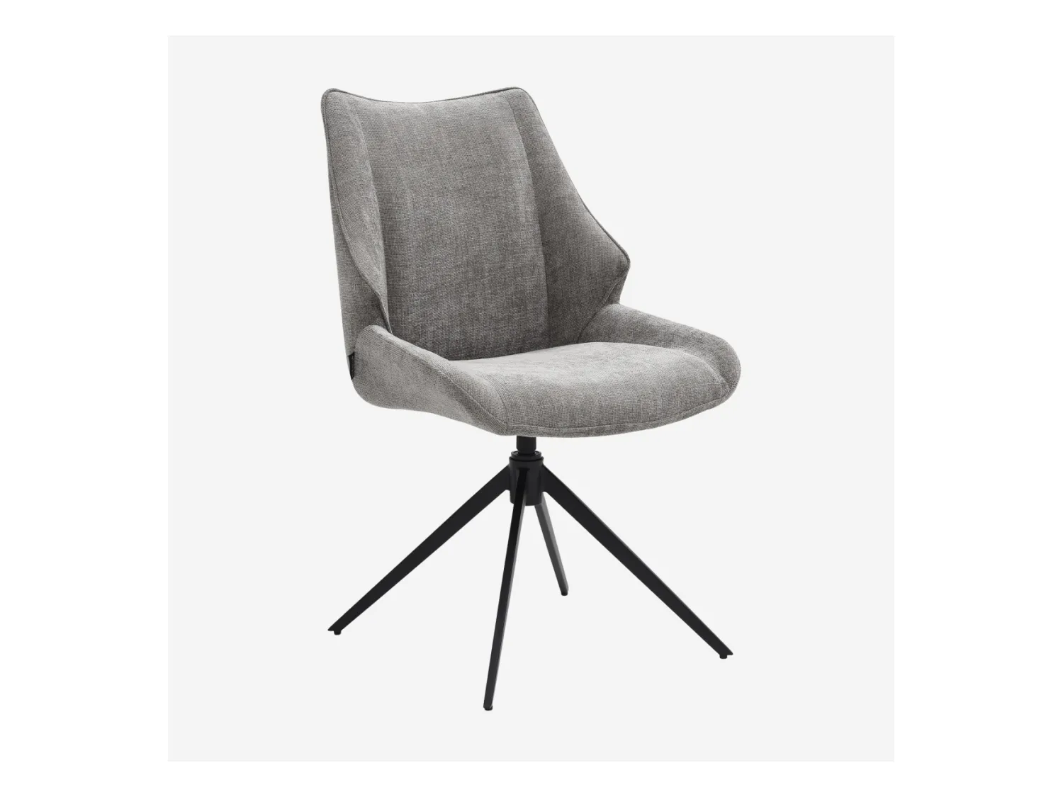 Habitat - Lot de 2 chaises pivotantes en tissu chenille et métal noir - Gris fumé - Osta