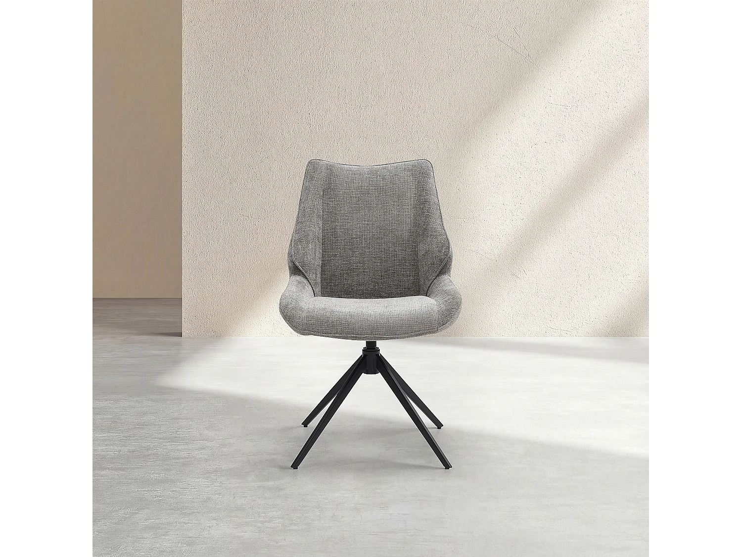 Lot de 2 chaises pivotantes en tissu chenille et métal noir - Gris fumé