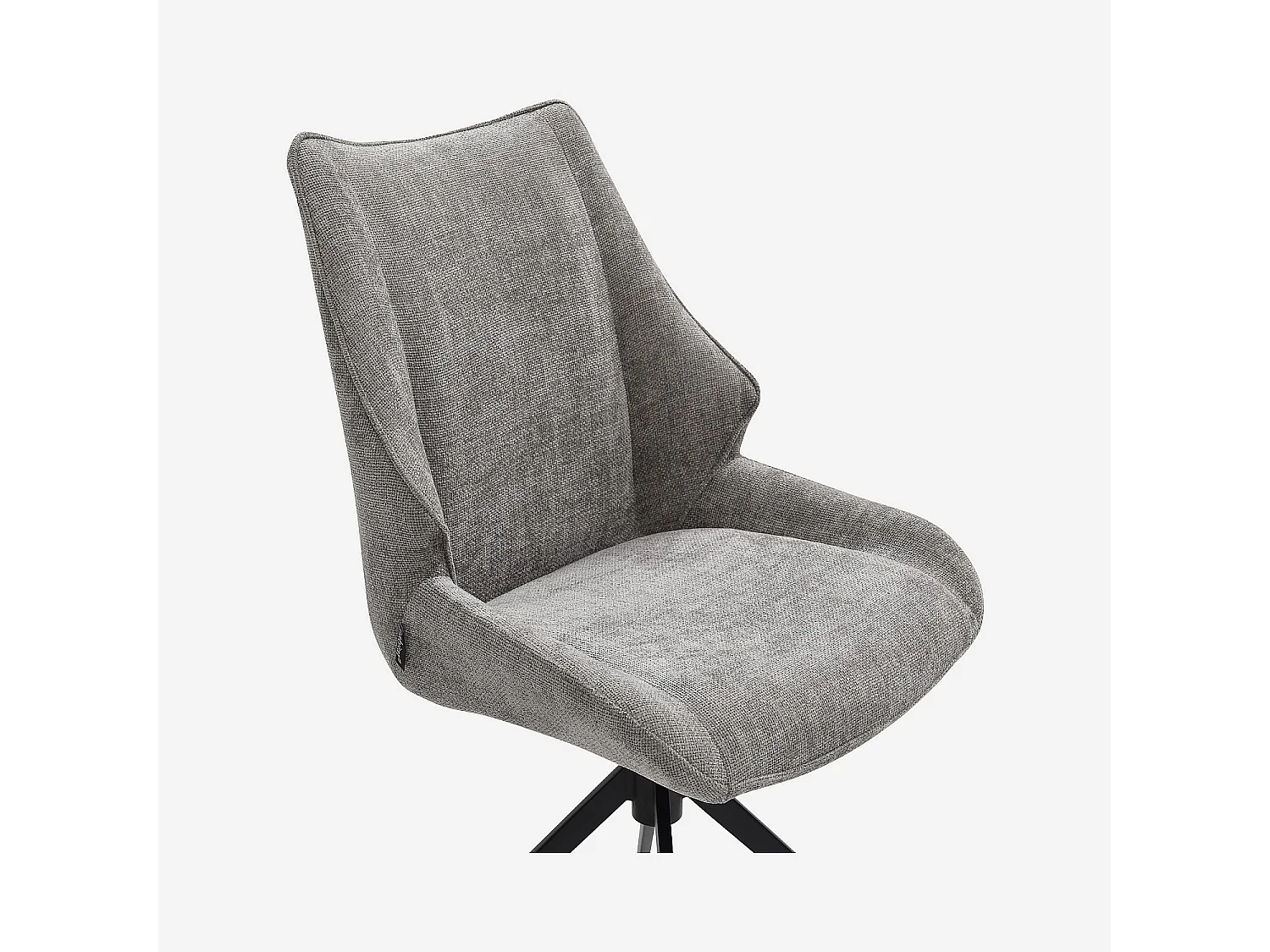 Lot de 2 chaises pivotantes en tissu chenille et métal noir - Gris fumé