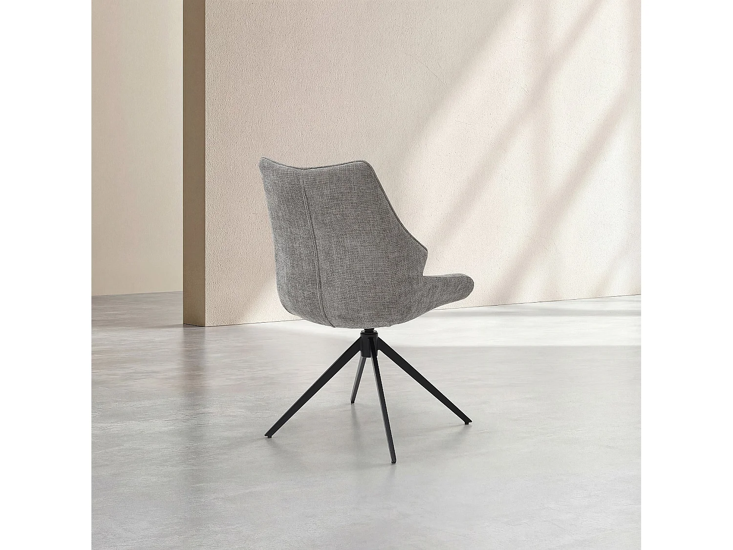 Lot de 2 chaises pivotantes en tissu chenille et métal noir - Gris fumé