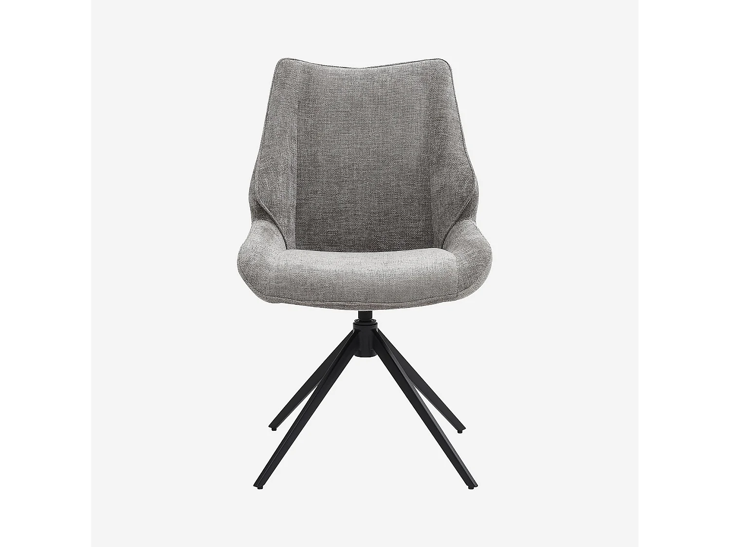 Lot de 2 chaises pivotantes en tissu chenille et métal noir - Gris fumé