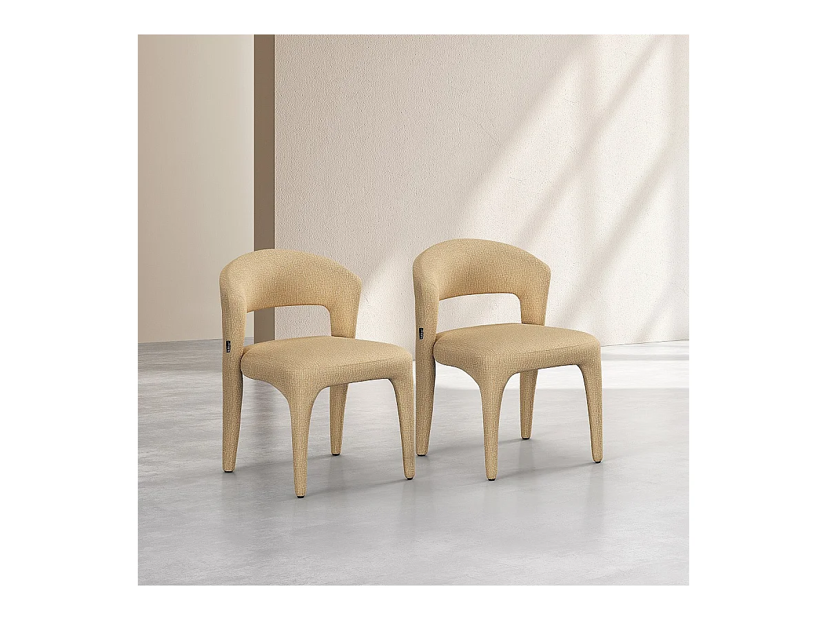 Habitat - Lot de 2 chaises en tissu texturé - Jaune chiné - Rimaka