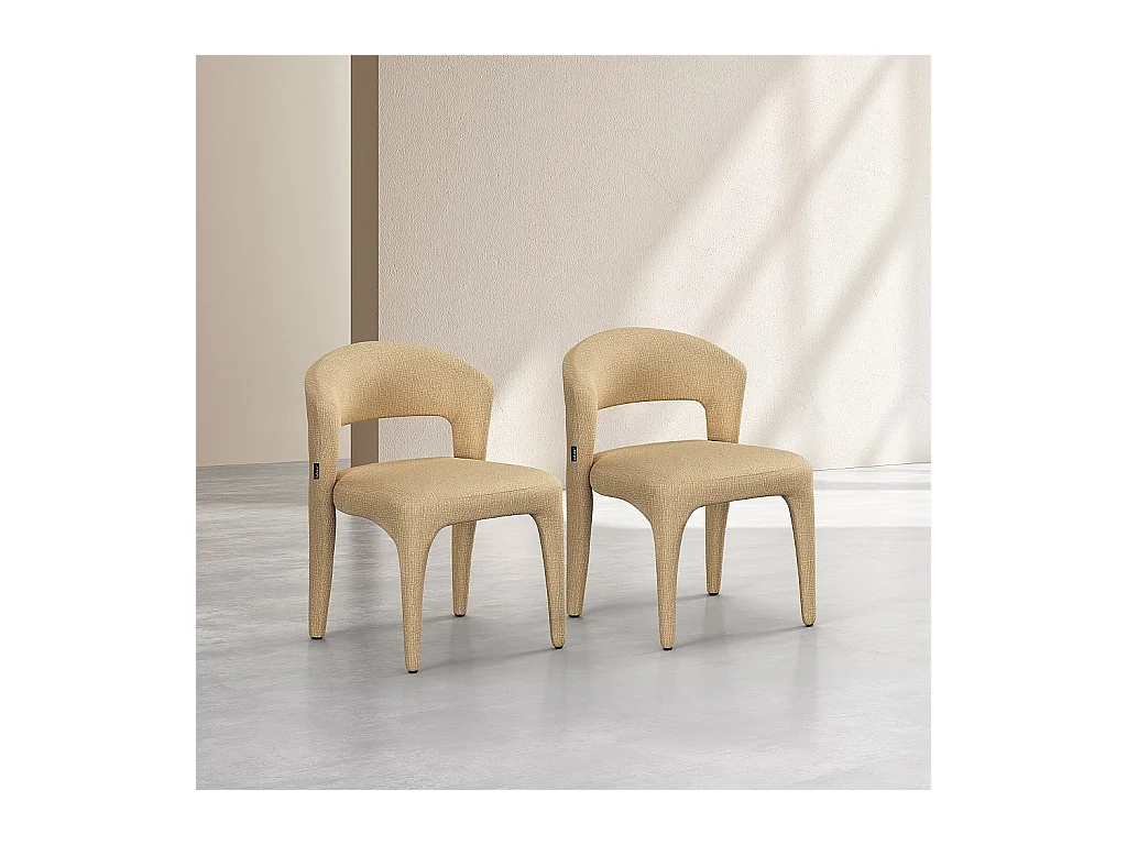 Habitat - Lot de 2 chaises en tissu texturé - Jaune chiné - Rimaka