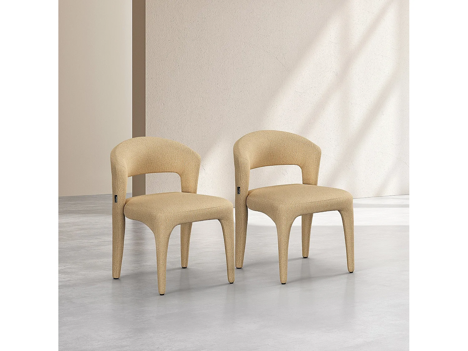 Habitat - Lot de 2 chaises en tissu texturé - Jaune chiné - Rimaka