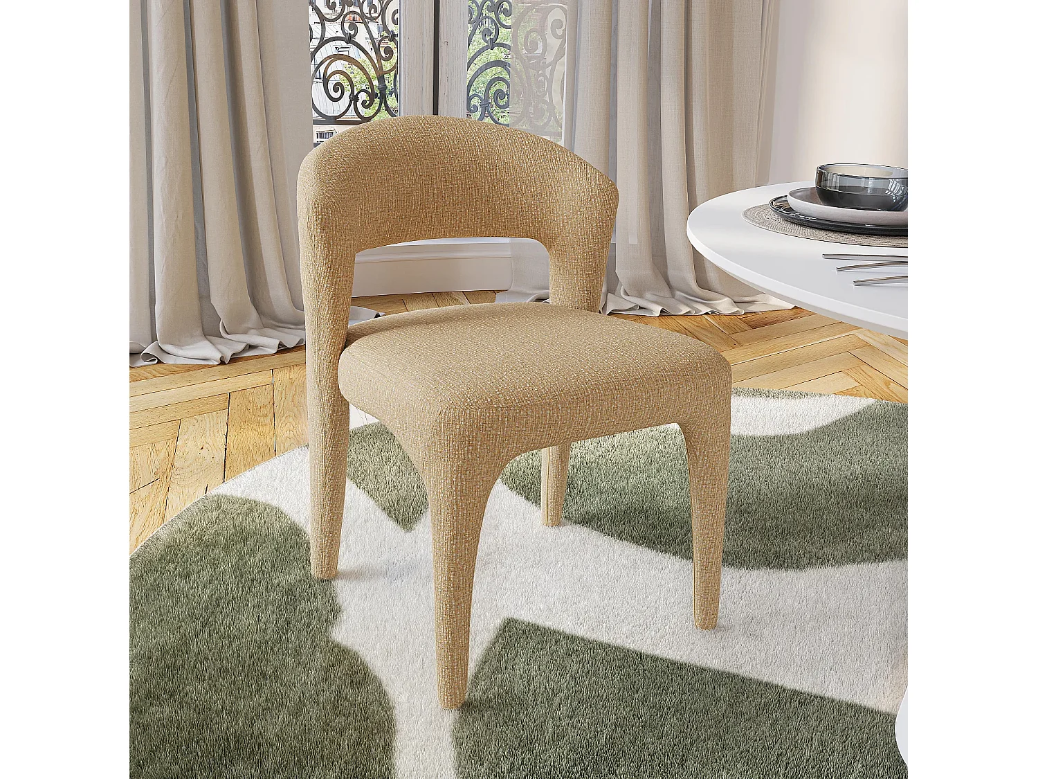 Lot de 2 chaises en tissu texturé - Jaune chiné