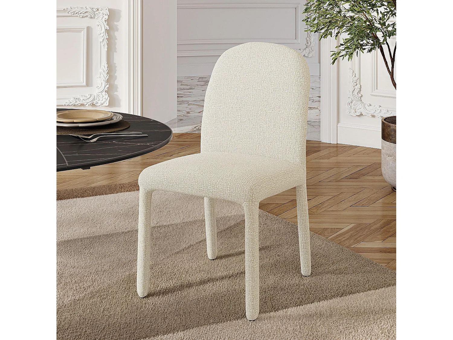 Habitat - Lot de 2 chaises en tissu texturé - Sable blanc - Napili