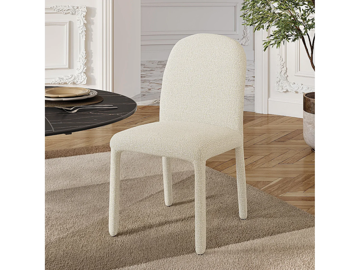 Lot de 2 chaises en tissu texturé - Sable blanc