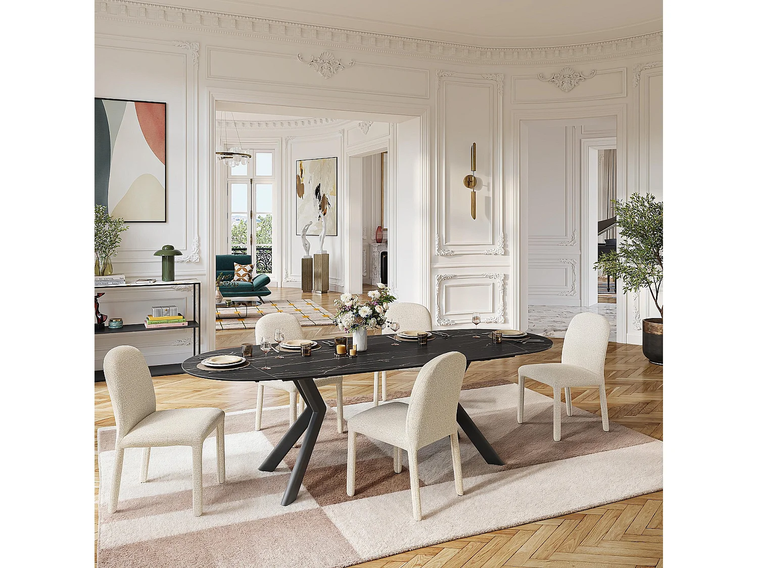 Lot de 2 chaises en tissu texturé - Sable blanc