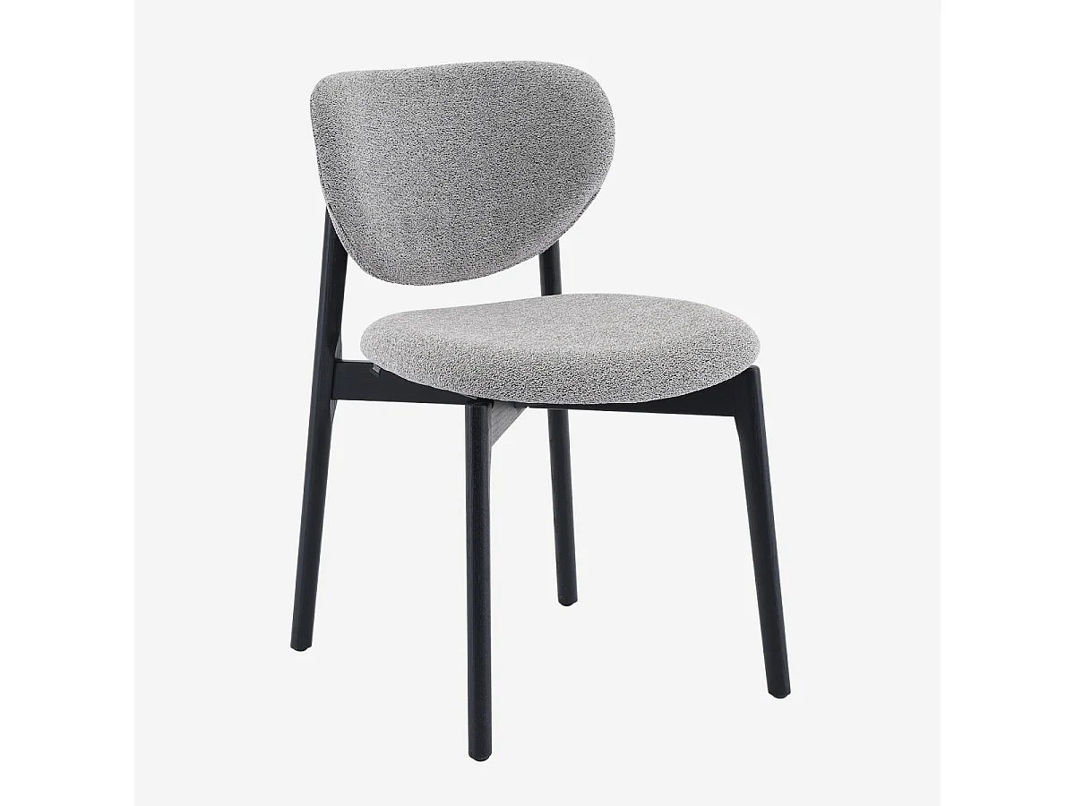 Habitat - Lot de 2 chaises en tissu texturé et chêne massif noir - Gris mélangé - Azma