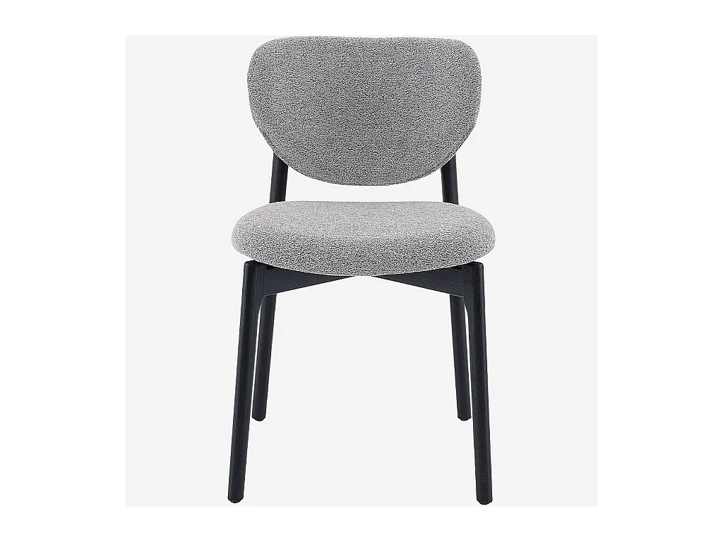 Habitat - Lot de 2 chaises en tissu texturé et chêne massif noir - Gris mélangé - Azma