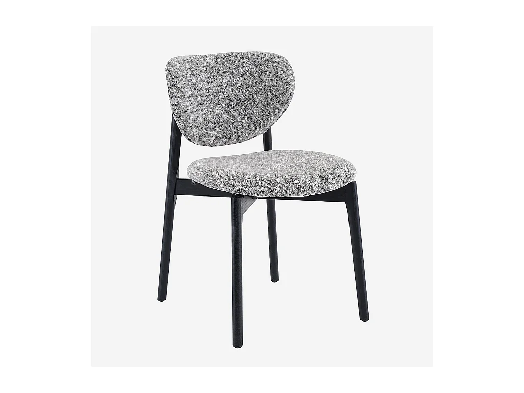 Habitat - Lot de 2 chaises en tissu texturé et chêne massif noir - Gris mélangé - Azma