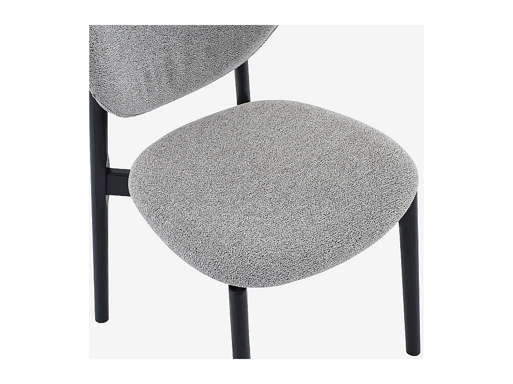 Habitat - Lot de 2 chaises en tissu texturé et chêne massif noir - Gris mélangé - Azma