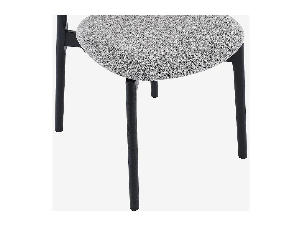 Habitat - Lot de 2 chaises en tissu texturé et chêne massif noir - Gris mélangé - Azma