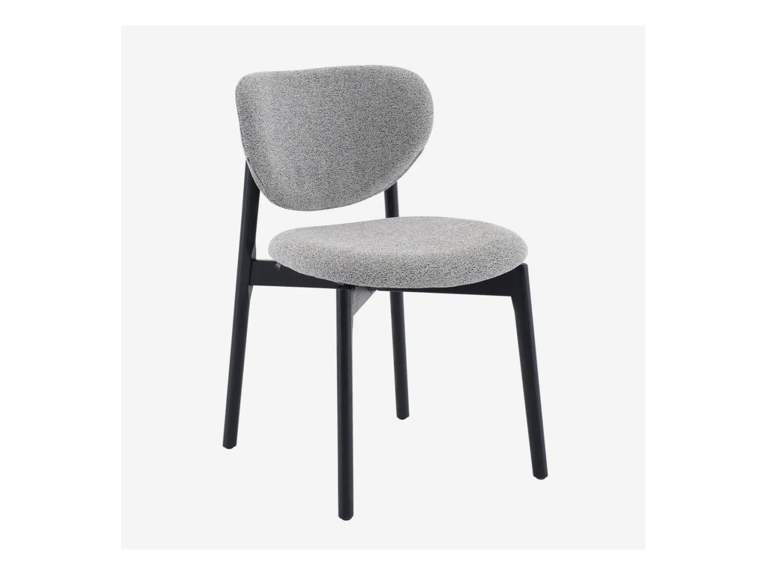 Habitat - Lot de 2 chaises en tissu texturé et chêne massif noir - Gris mélangé - Azma