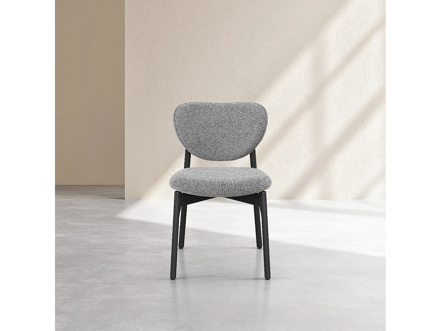 Lot de 2 chaises en tissu texturé et chêne massif noir - Gris mélangé