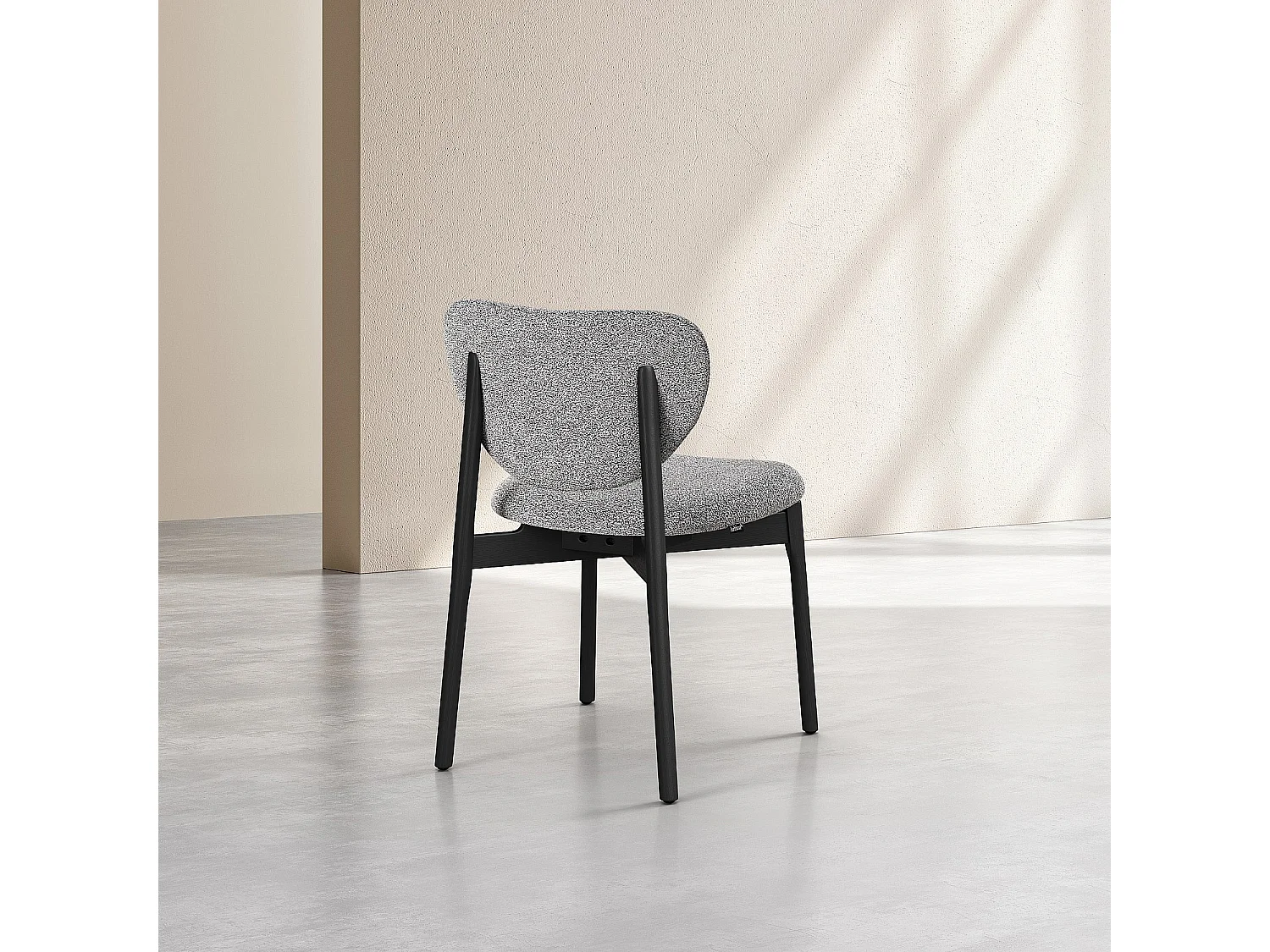 Lot de 2 chaises en tissu texturé et chêne massif noir - Gris mélangé