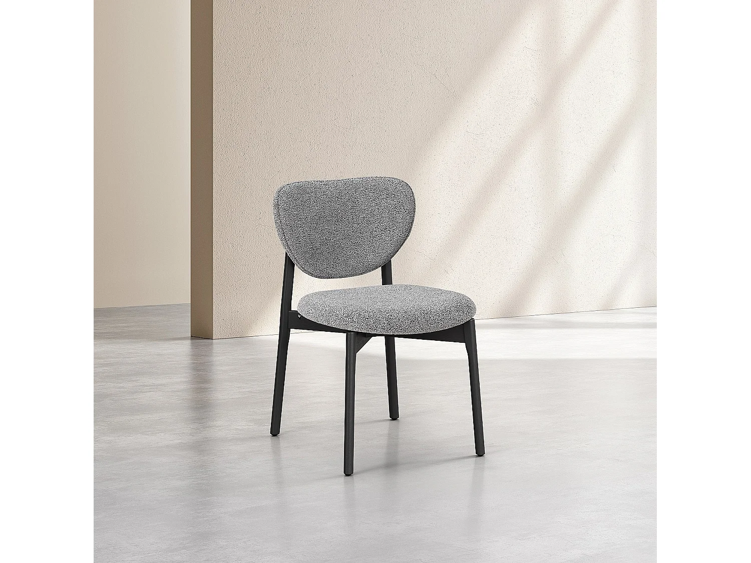 Lot de 2 chaises en tissu texturé et chêne massif noir - Gris mélangé