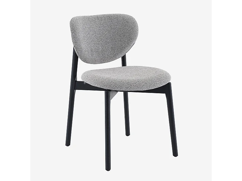 Habitat - Lot de 2 chaises en tissu texturé et chêne massif noir - Gris mélangé - Azma