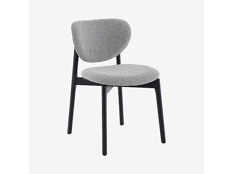 Habitat - Lot de 2 chaises en tissu texturé et chêne massif noir - Gris mélangé - Azma