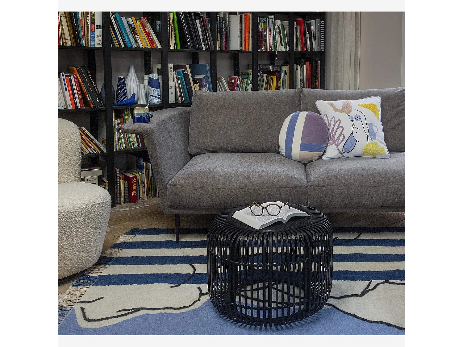 Coussin rond en velours - 40 cm - Lilas