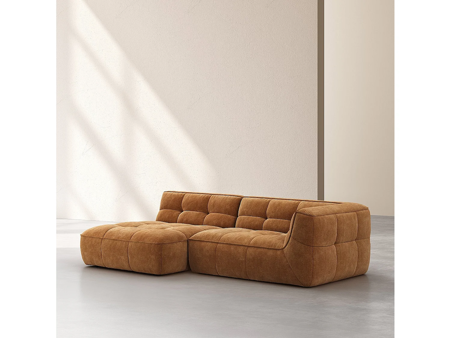 Habitat - Canapé d'angle gauche en tissu - Ocre foncé - Orieto
