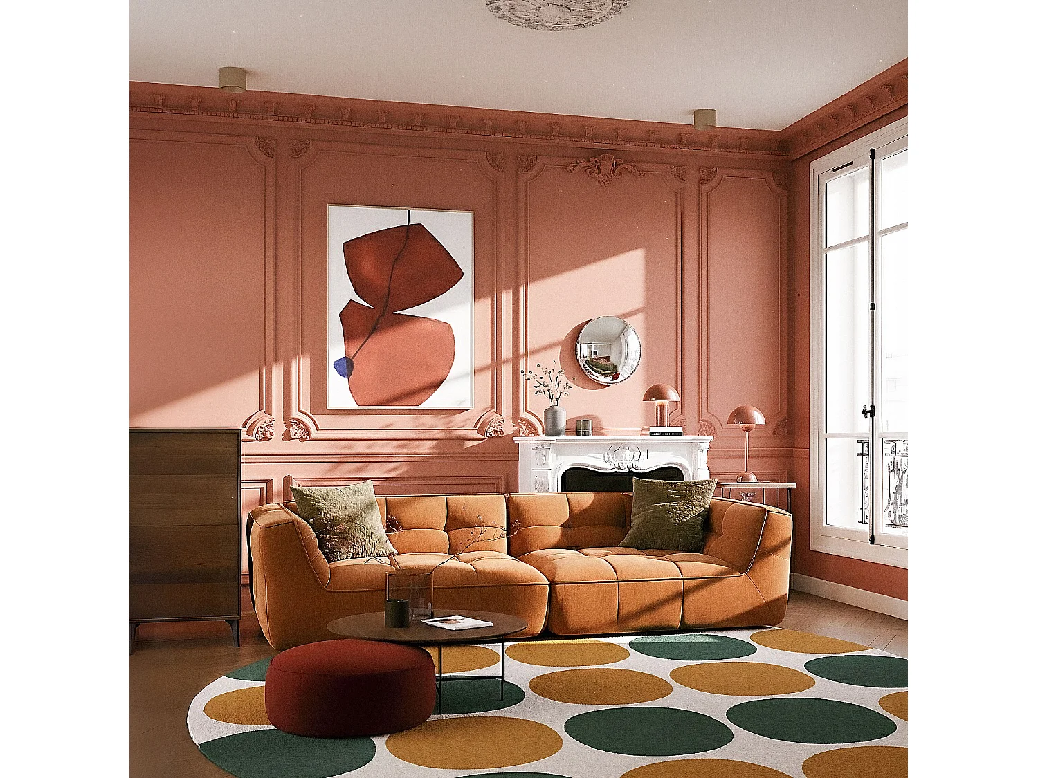 Habitat - Canapé 4 places en tissu - Ocre foncé - Orieto