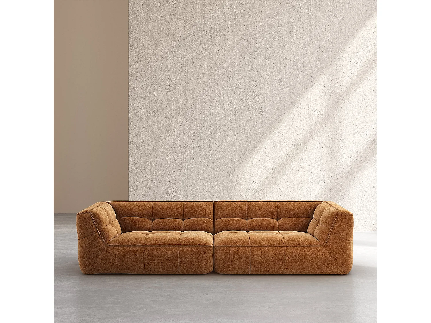 Canapé 4 places en tissu - Ocre foncé