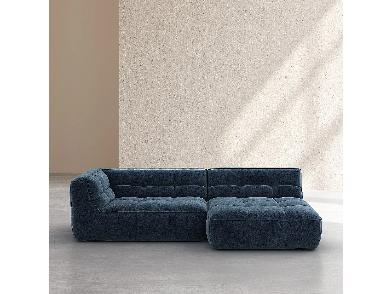 Habitat - Canapé d'angle droit en tissu - Bleu océan - Orieto