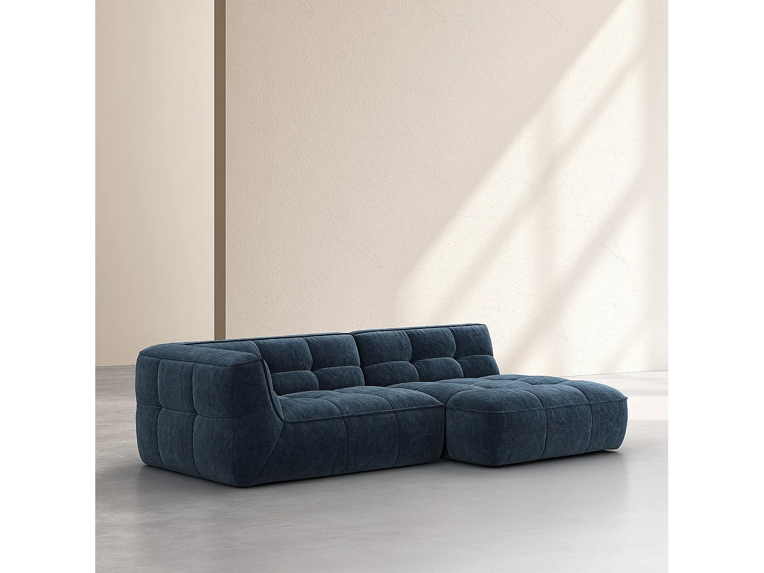 Habitat - Canapé d'angle droit en tissu - Bleu océan - Orieto