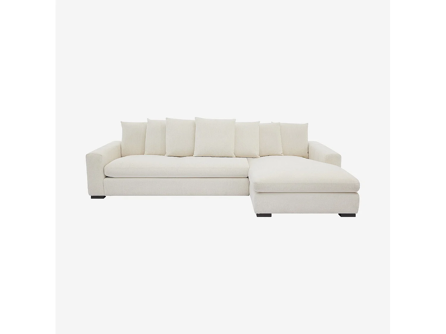 Habitat - Canapé d'angle droit en tissu garni de plumes - Ivoire - Alfama