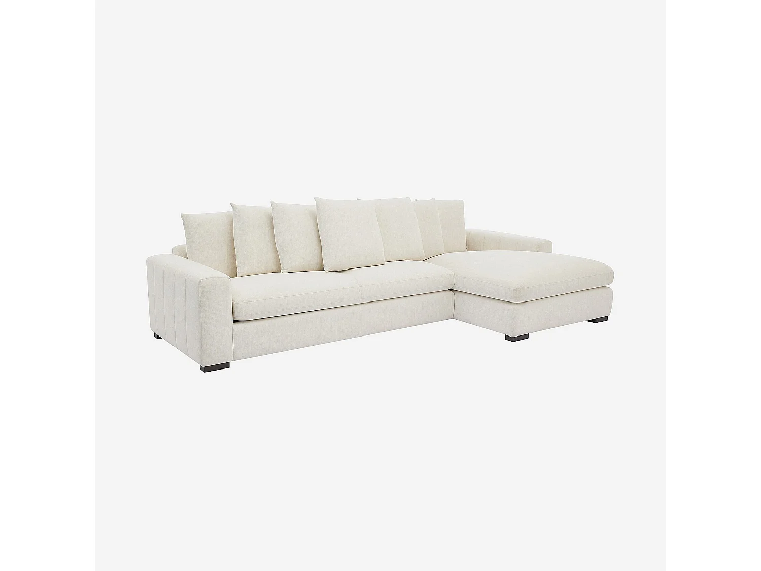 Habitat - Canapé d'angle droit en tissu garni de plumes - Ivoire - Alfama