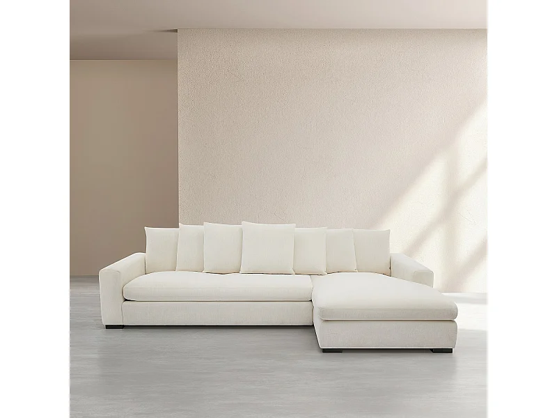 Habitat - Canapé d'angle droit en tissu garni de plumes - Ivoire - Alfama