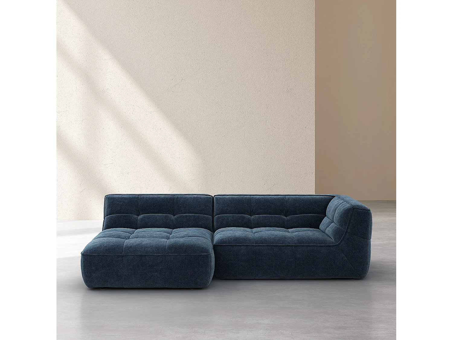 Canapé d'angle gauche en tissu - Bleu océan