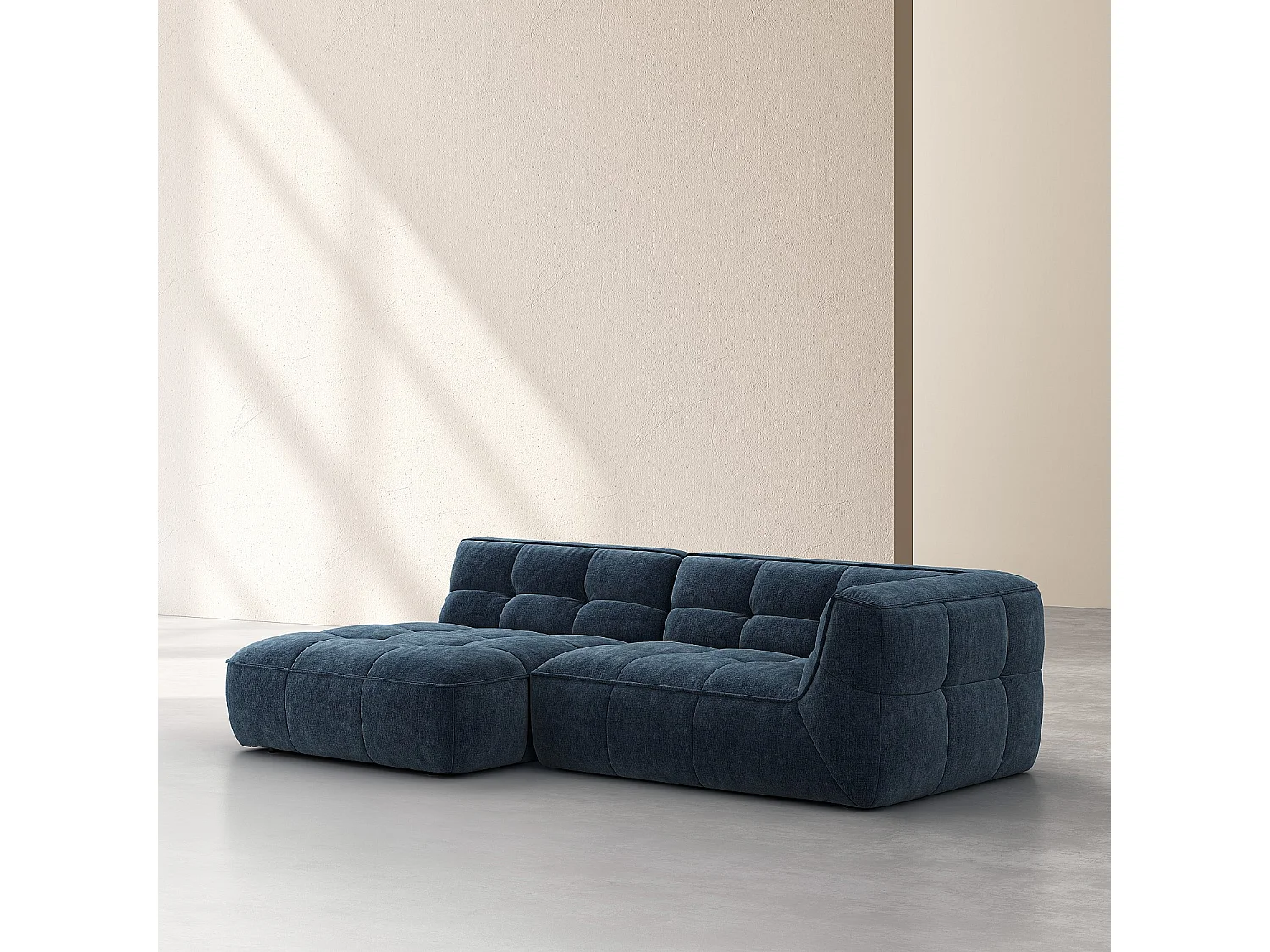 Canapé d'angle gauche en tissu - Bleu océan