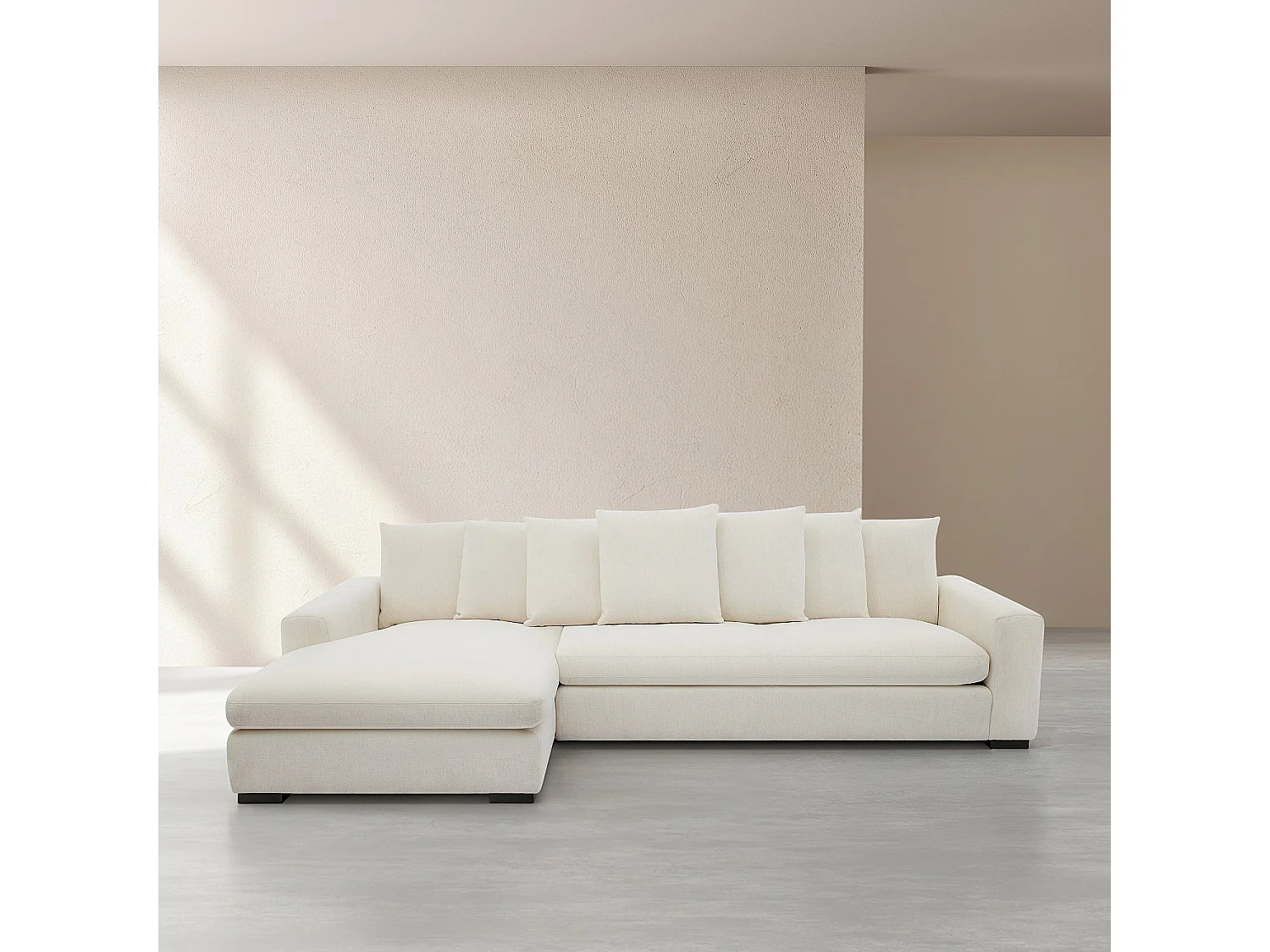 Habitat - Canapé d'angle gauche en tissu garni de plumes - Ivoire - Alfama