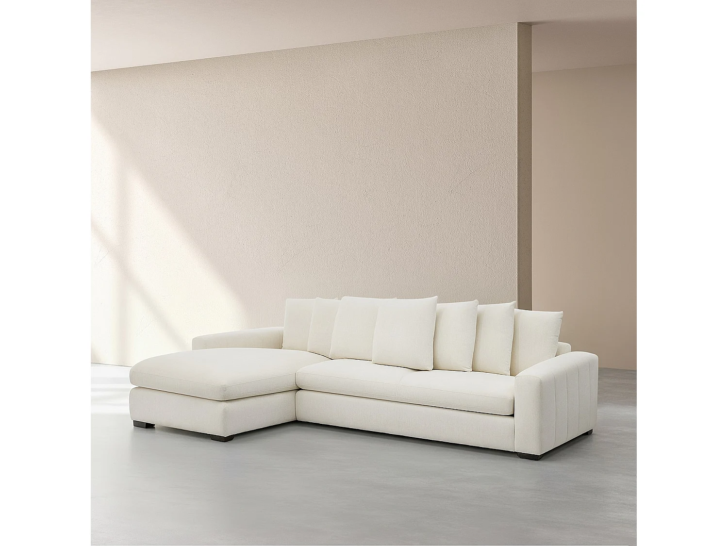 Habitat - Canapé d'angle gauche en tissu garni de plumes - Ivoire - Alfama