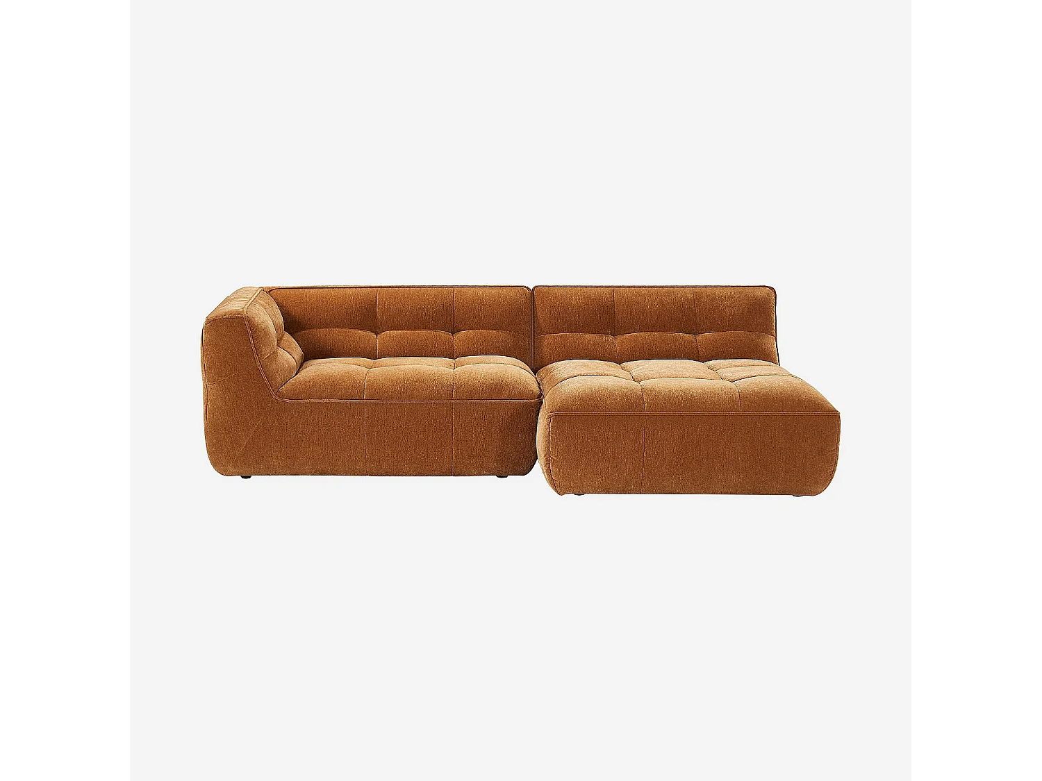 Canapé d'angle droit en tissu - Ocre foncé
