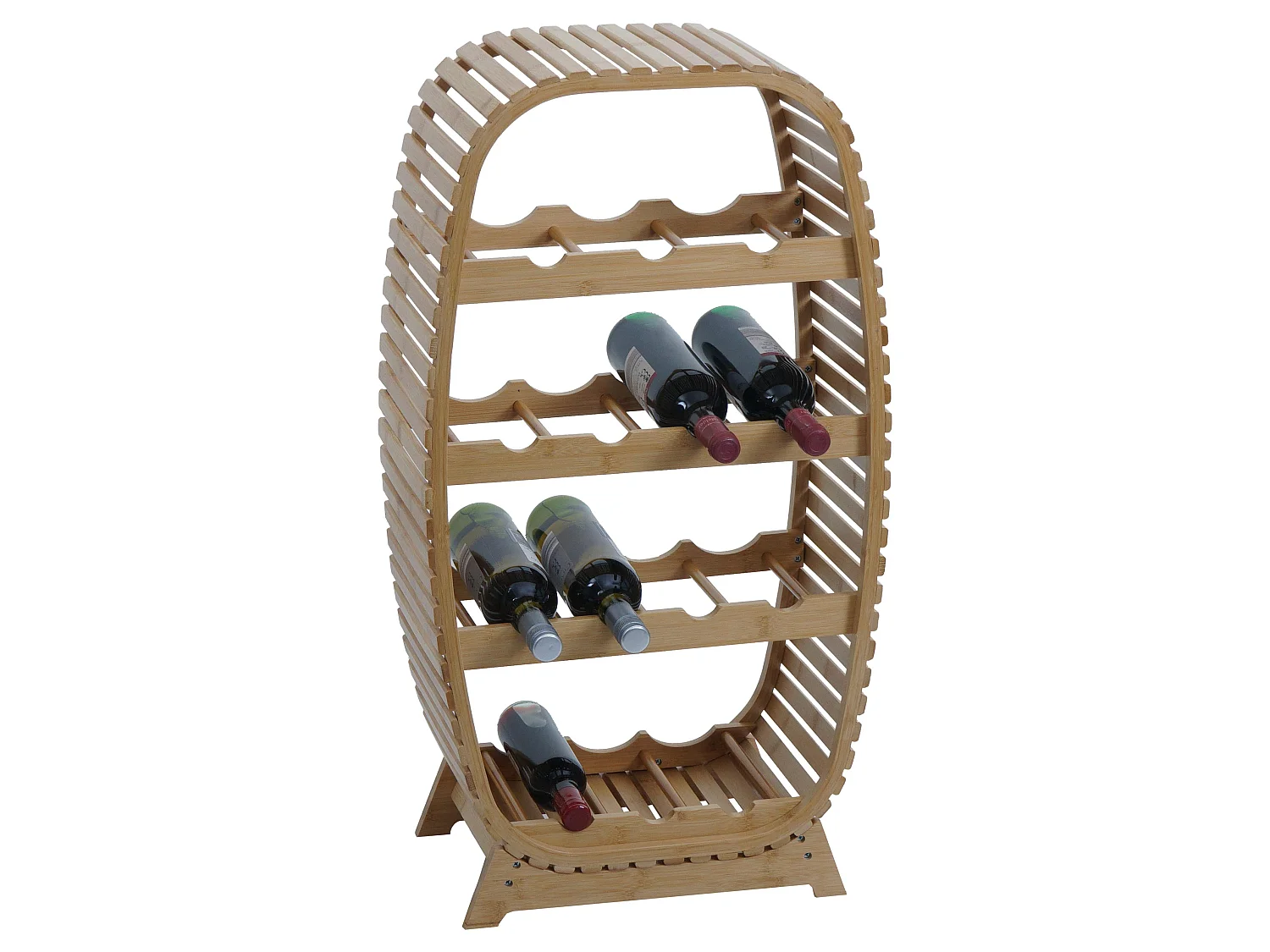 Bambus Weinregal MCW-N85, Weinständer Flaschenregal für 14 Flaschen, FSC®-zertifiziert 85x46x25cm