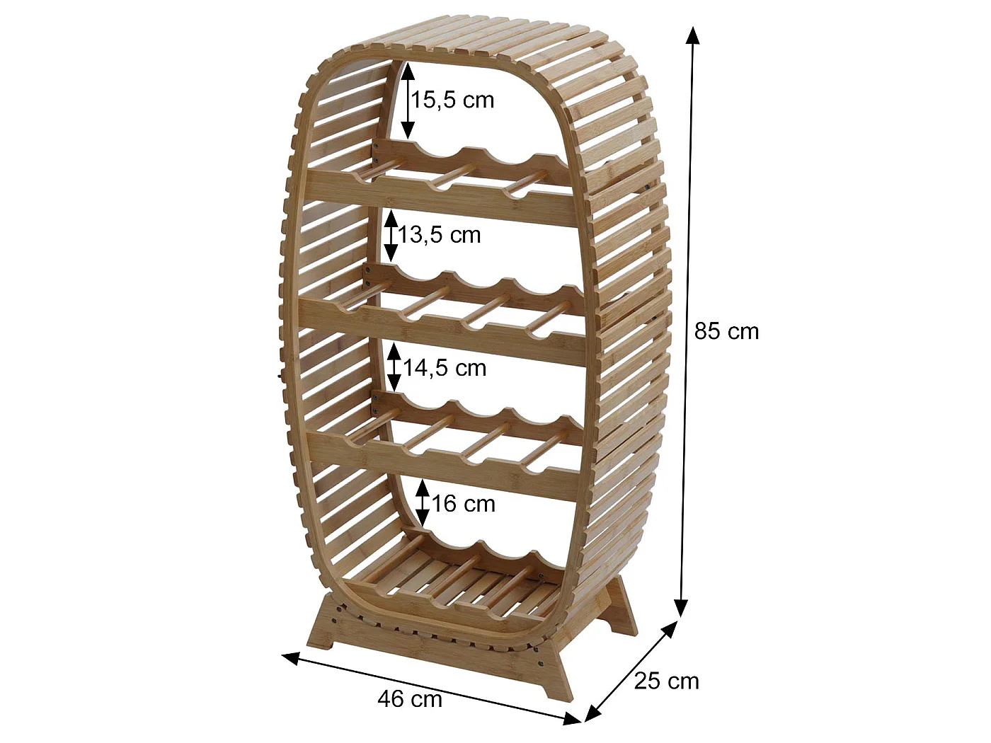 Bambus Weinregal MCW-N85, Weinständer Flaschenregal für 14 Flaschen, FSC®-zertifiziert 85x46x25cm