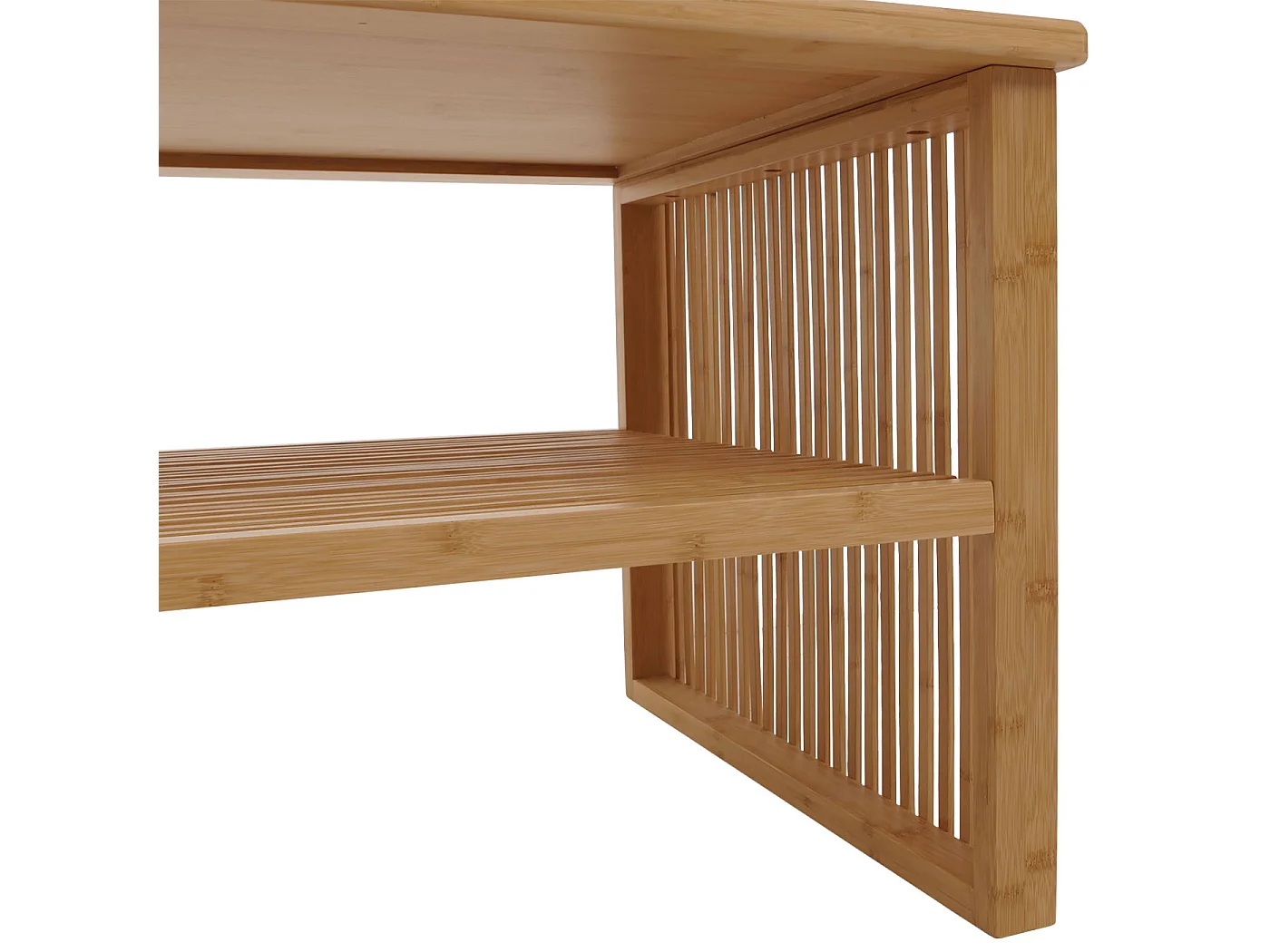 Bambus Couchtisch MCW-N80, Wohnzimmertisch Tisch Sofatisch Beistelltisch, Ablagefach FSC®-zertifiziert 46x97x55cm